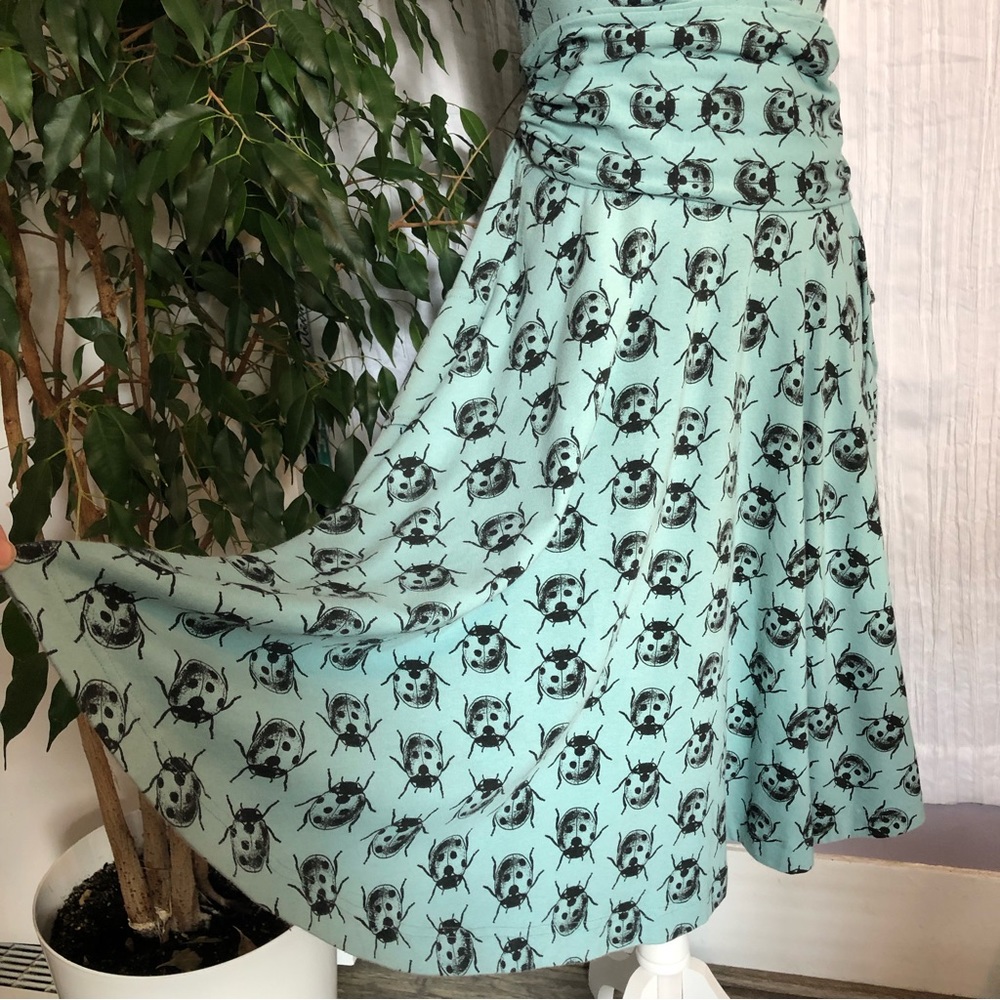 EFFIES HEART woman SZ M dress ladybug print fit & flair 50s look sweetheart neck - Picture 14 of 16